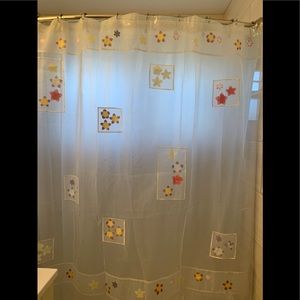 Sheer with Flowers Shower Curtain w/matching hooks